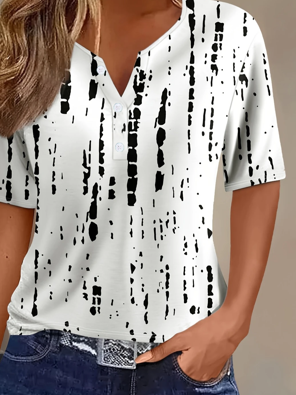 Damen Gestreift Kurzarm T-Shirts T-Shirt Rundhals Print Lässig Sommer T-Shirt mit Grafik Oberteile