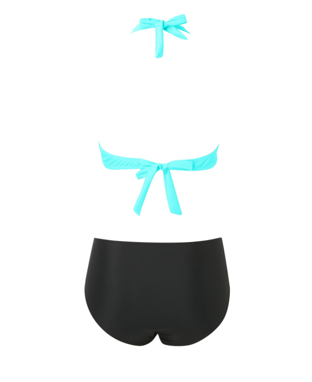 Sexy Zweiteiliges Bikini Badeanzug Damen Gestreift Pailletten Kreuz Rückenfrei Badeanzug