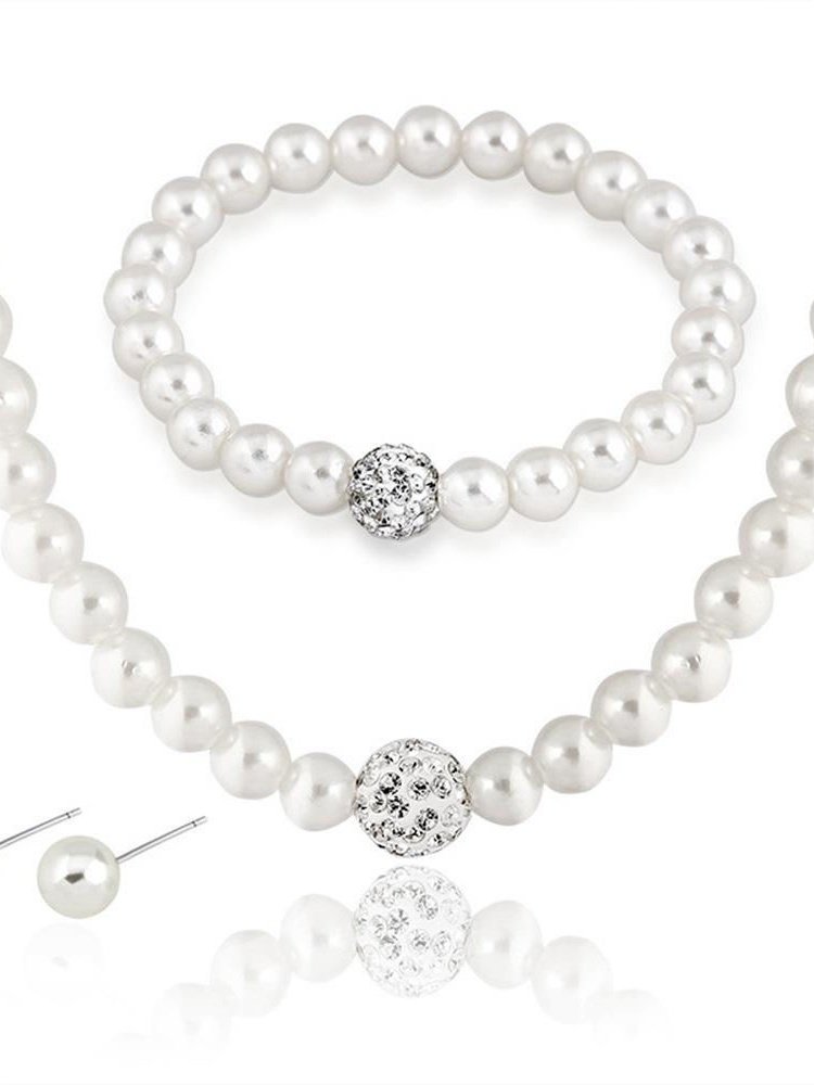 Kreativ Schmuck Nachgemachte Perle Halskette Armband Ohrringe Set drei Stücke