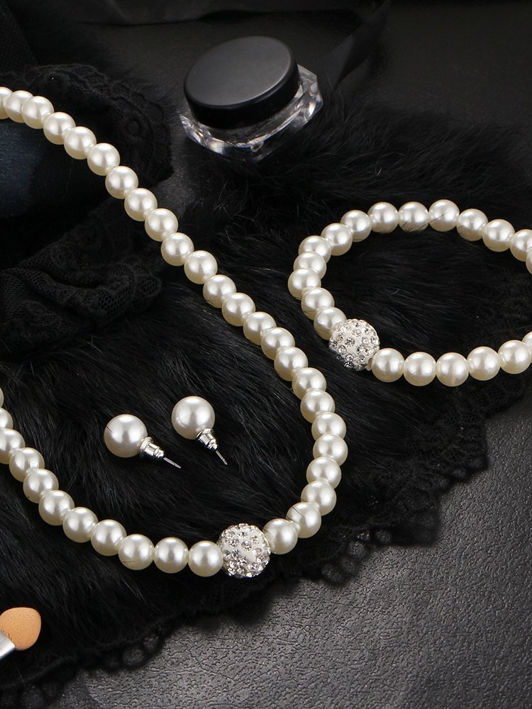 Kreativ Schmuck Nachgemachte Perle Halskette Armband Ohrringe Set drei Stücke