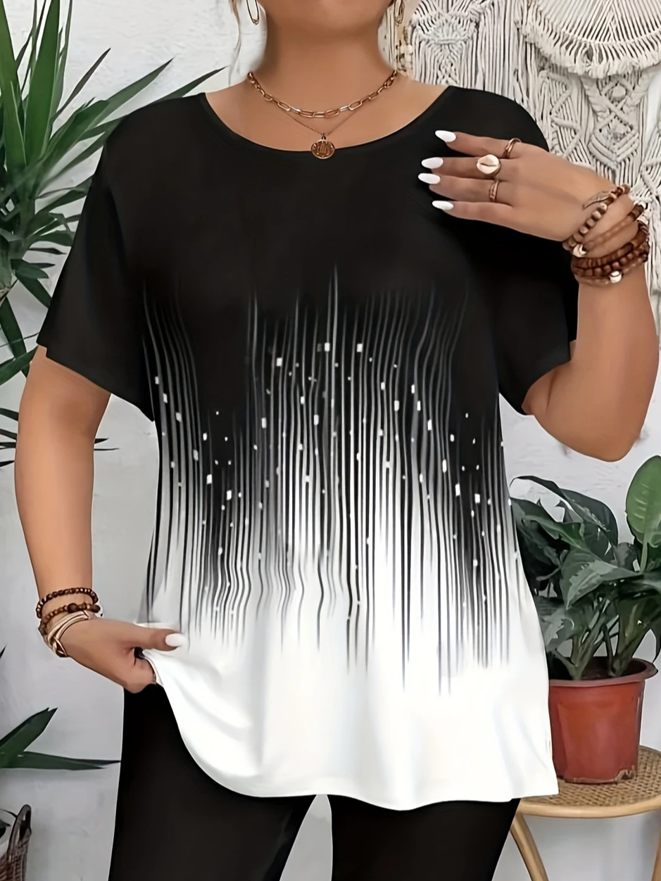 Damen Abstrakt Kurzarm T-Shirts T-Shirt Rundhals Lässig Sommer T-Shirt mit Grafik Oberteile