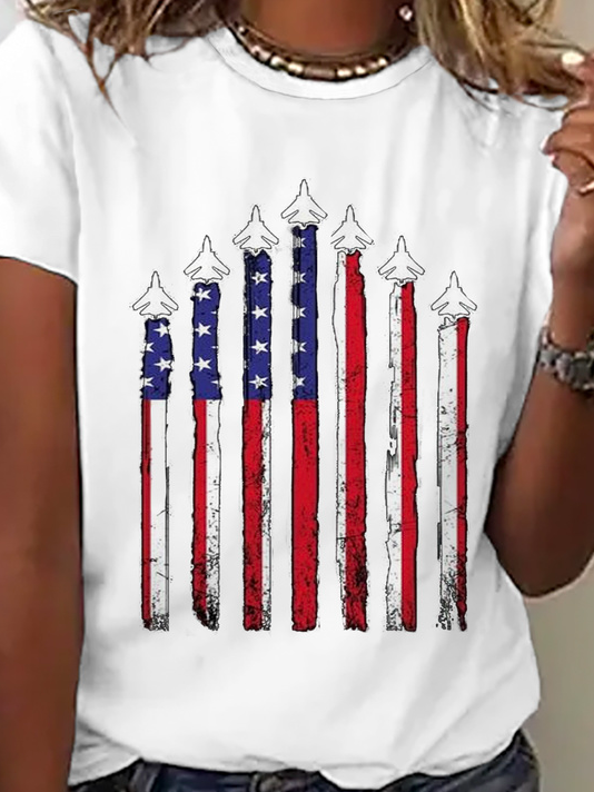 Damen Tag der Unabhängigkeit (Flagge) Kurzarm T-Shirts T-Shirt Rundhals Lässig Sommer Oberteile