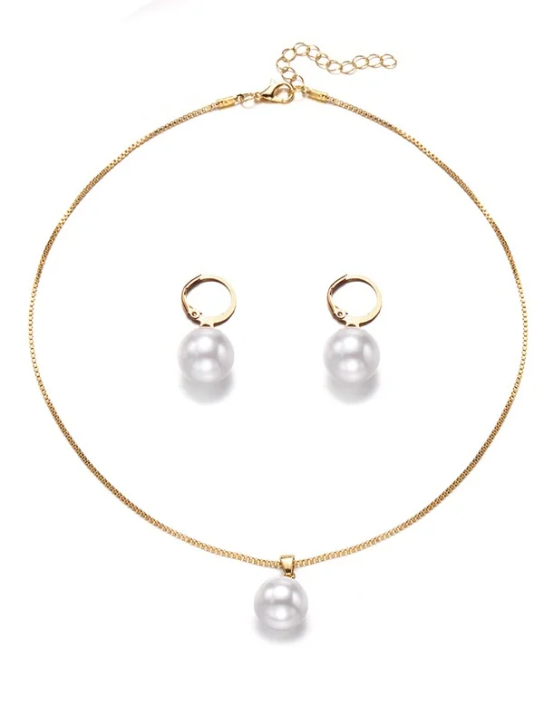 Schmuck Fashion Perle Pendant Legierung Licht Luxuriös Perle Ohrringe Ohrringe Halskette Set Zweiteiliges Halskette
