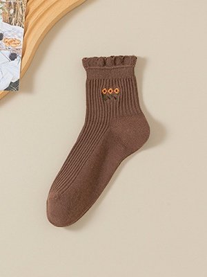 Neu rein Baumwolle japanisch Retro Literarisch Blume Mittlerer Tube Damen Socken Schweißabsorbierend Atmungsaktiv Bestickt Blume Socken