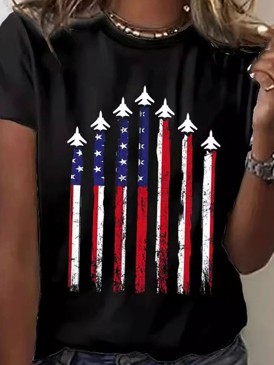 Damen Tag der Unabhängigkeit (Flagge) Kurzarm T-Shirts T-Shirt Rundhals Lässig Sommer Oberteile