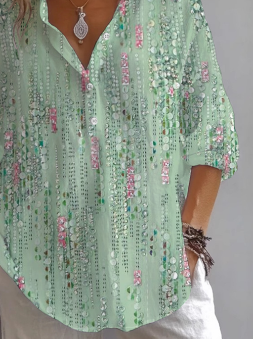 Damen Abstrakt Langarm Bluse Frühling/Herbst Print Hemdkragen Täglich Lässig Oberteile
