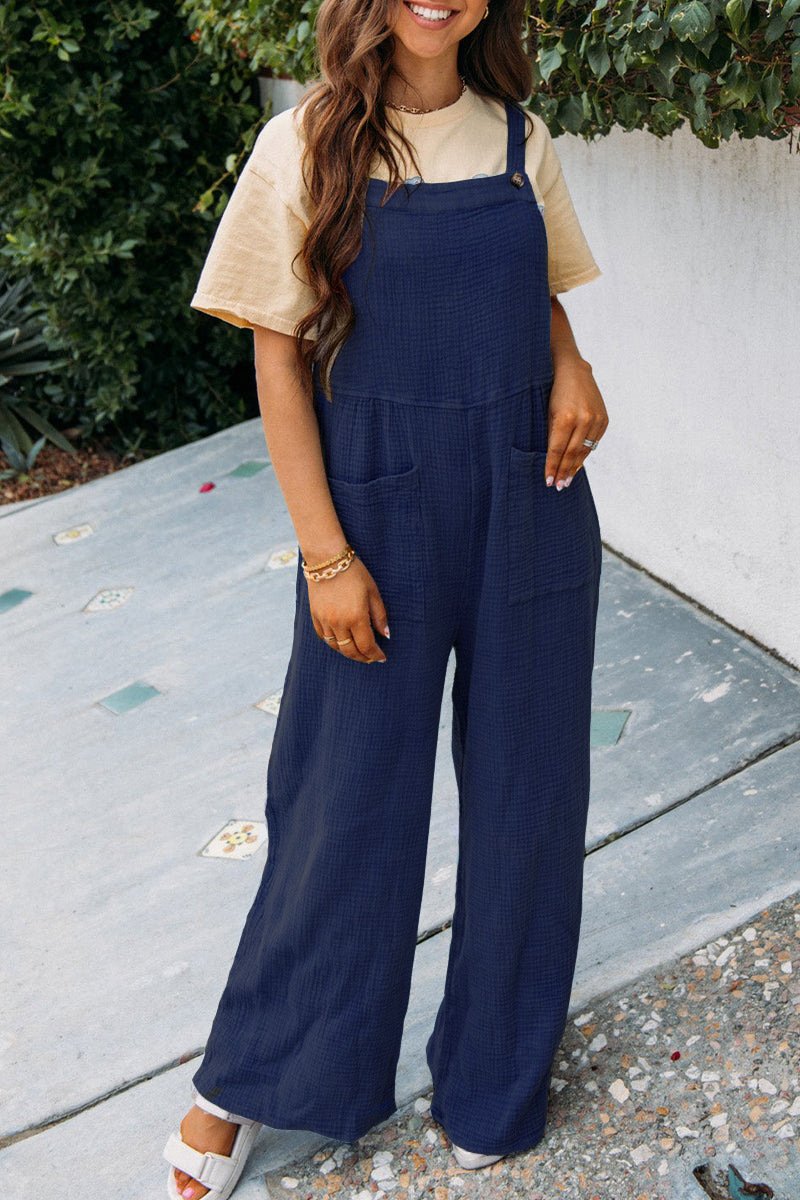 Damen Unifarben Spaghettiträger Ärmellos Lässig Sommer Jumpsuit