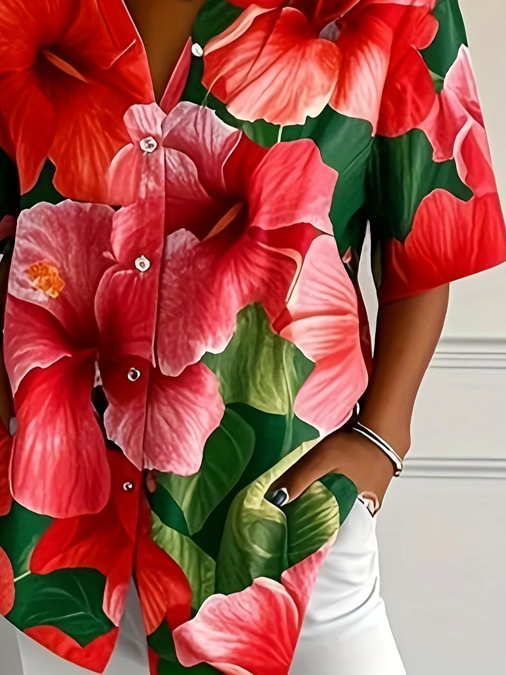 Damen Geblümt Kurzarm Bluse Sommer Print Hemdkragen Täglich Lässig Oberteile