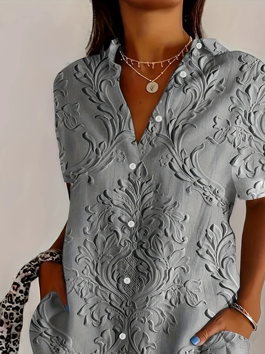 Damen Geblümt Kurzarm Bluse Sommer Print Hemdkragen Täglich Lässig Oberteile