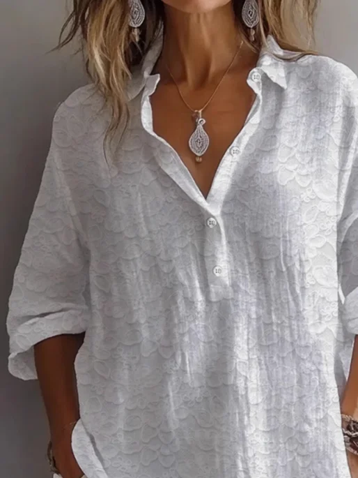 Damen Geblümt Langarm Bluse Frühling/Herbst Print Hemdkragen Täglich Lässig Oberteile
