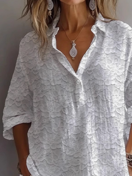 Damen Geblümt Langarm Bluse Frühling/Herbst Print Hemdkragen Täglich Lässig Oberteile