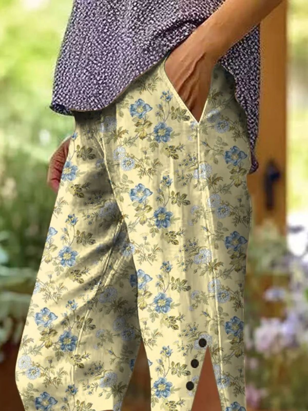 Damen Geblümt Fünfte Hose Hose Lässig Sommer Hose