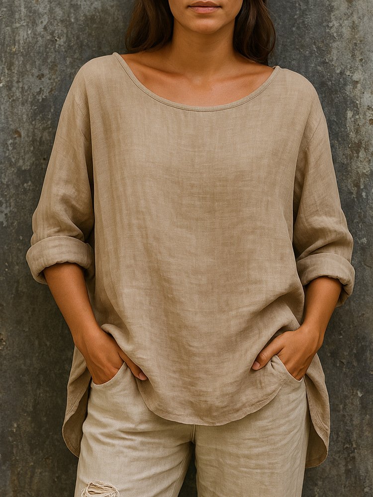 Damen Unifarben Langarm T-Shirts T-Shirt Rundhals Lässig Frühling/Herbst Oberteile