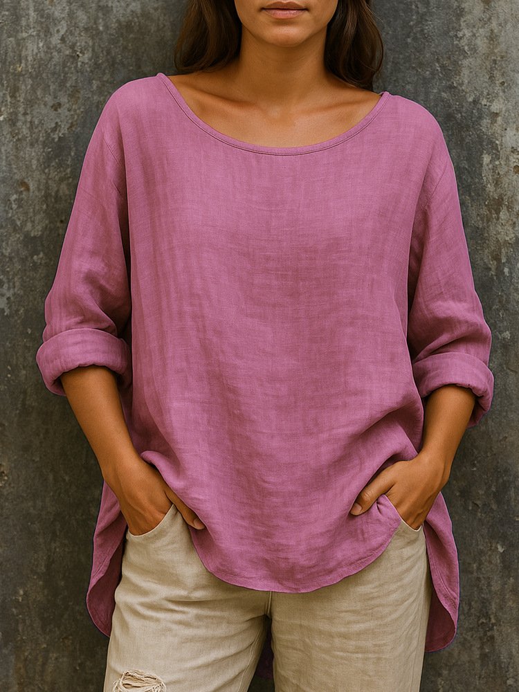 Damen Unifarben Langarm T-Shirts T-Shirt Rundhals Lässig Frühling/Herbst Oberteile