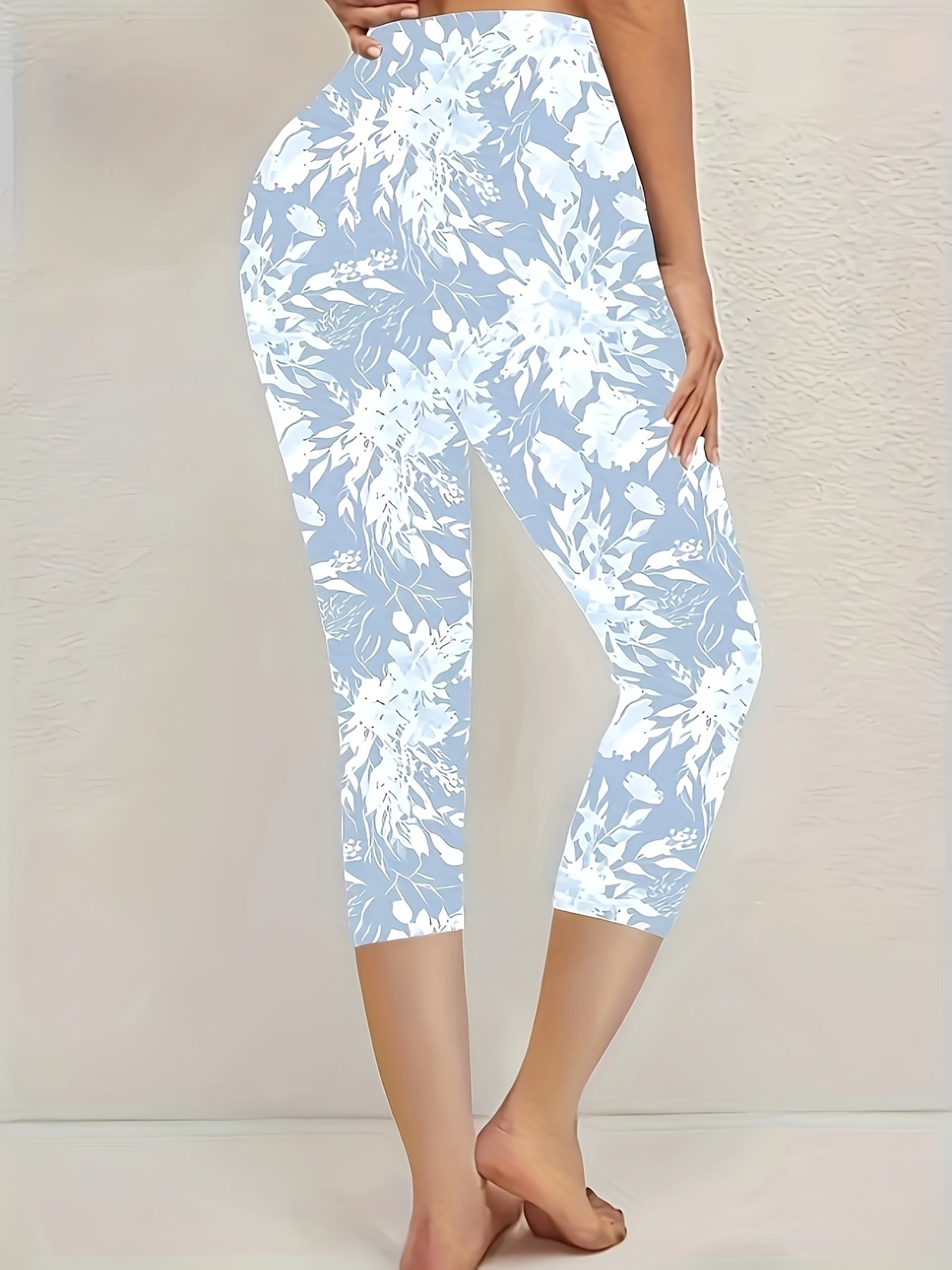 Damen Hose Elastische Taille Legging Täglich Ausgehen Lässig Print Geblümt Sommer Hose