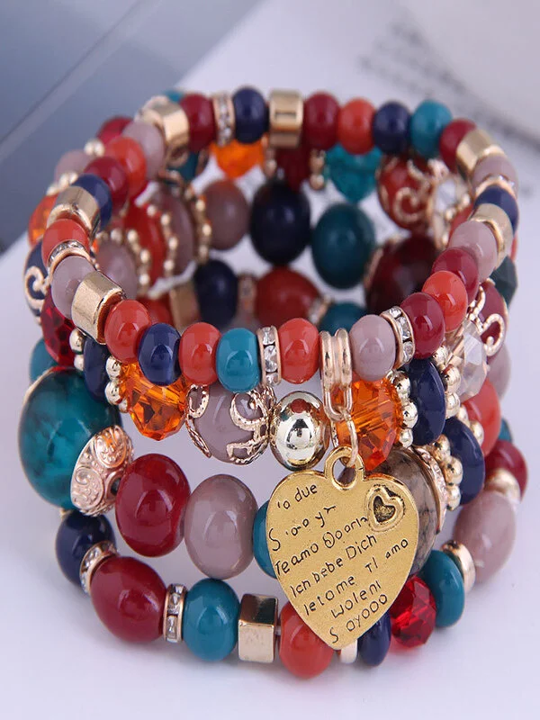 meistverkauft Bohemien Legierung Liebe Pendant mehrschichtig Elastisch Seil Perlen Armband