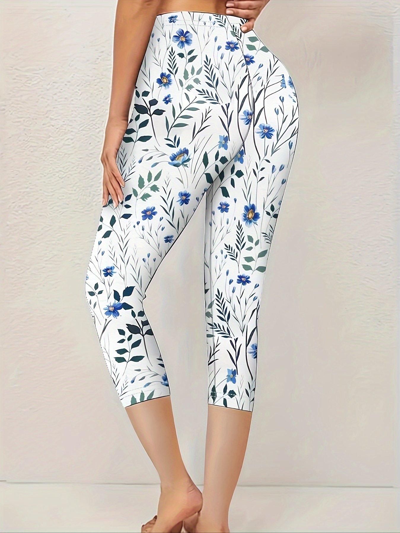 Damen Hose Elastische Taille Legging Täglich Ausgehen Lässig Print Geblümt Sommer Hose