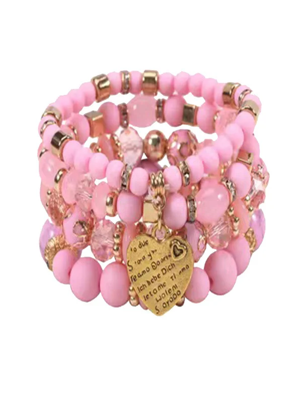 meistverkauft Bohemien Legierung Liebe Pendant mehrschichtig Elastisch Seil Perlen Armband