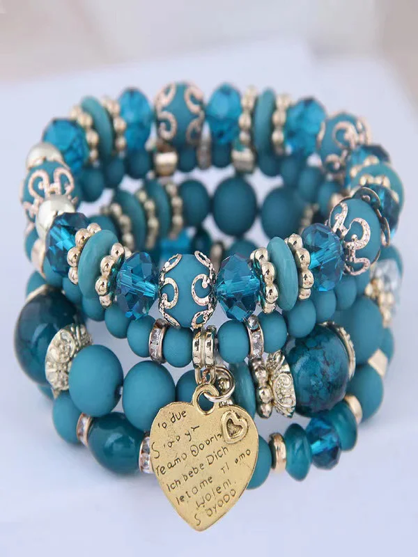 meistverkauft Bohemien Legierung Liebe Pendant mehrschichtig Elastisch Seil Perlen Armband