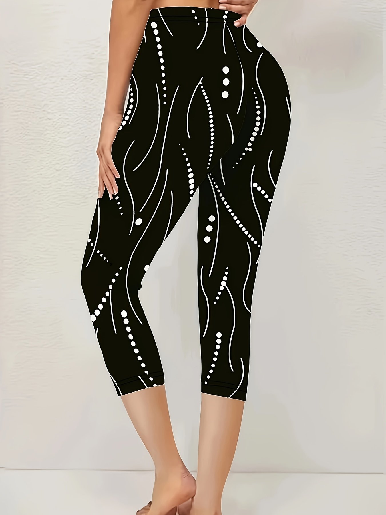 Damen Polka Dots Caprihosen Elastische Taille Hose Lässig Sommer Hose
