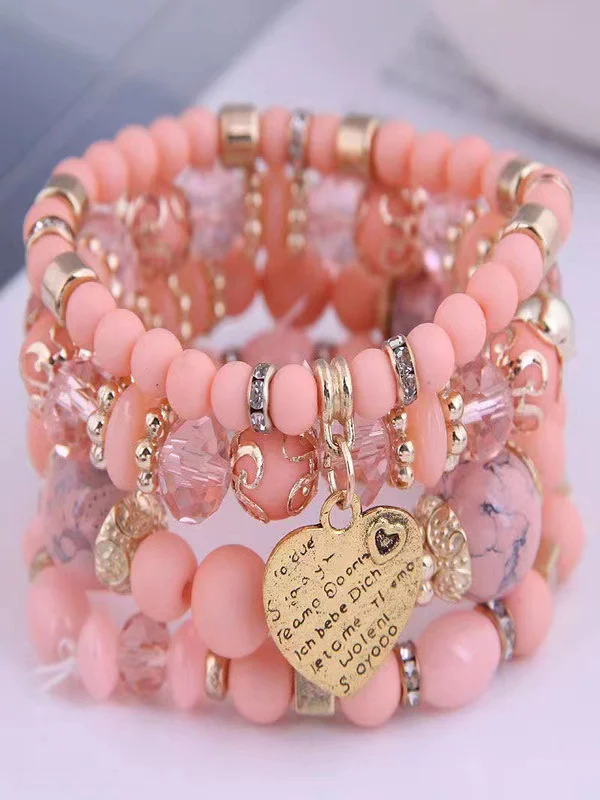meistverkauft Bohemien Legierung Liebe Pendant mehrschichtig Elastisch Seil Perlen Armband