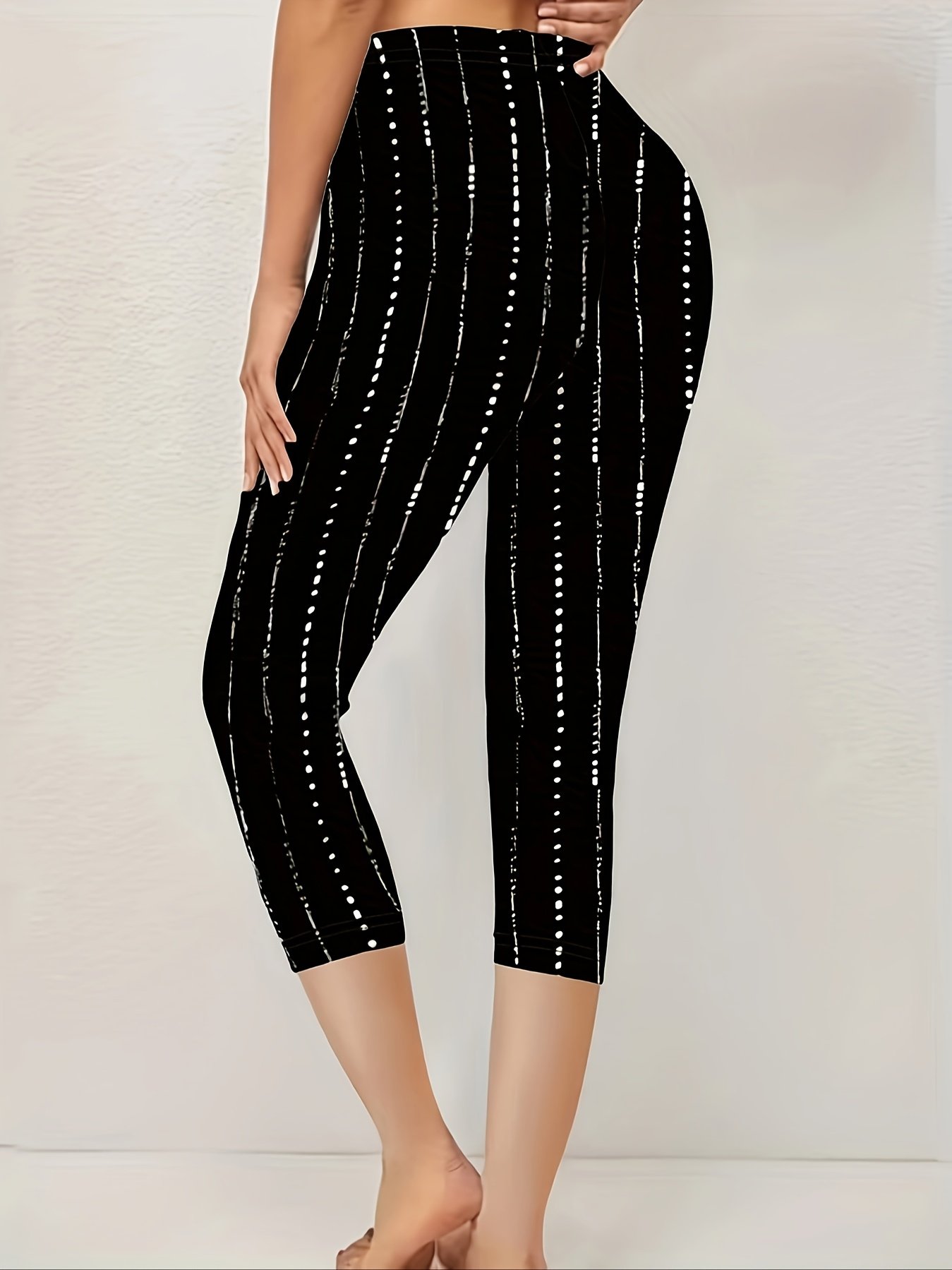 Damen Gestreift Caprihosen Elastische Taille Hose Lässig Sommer Hose