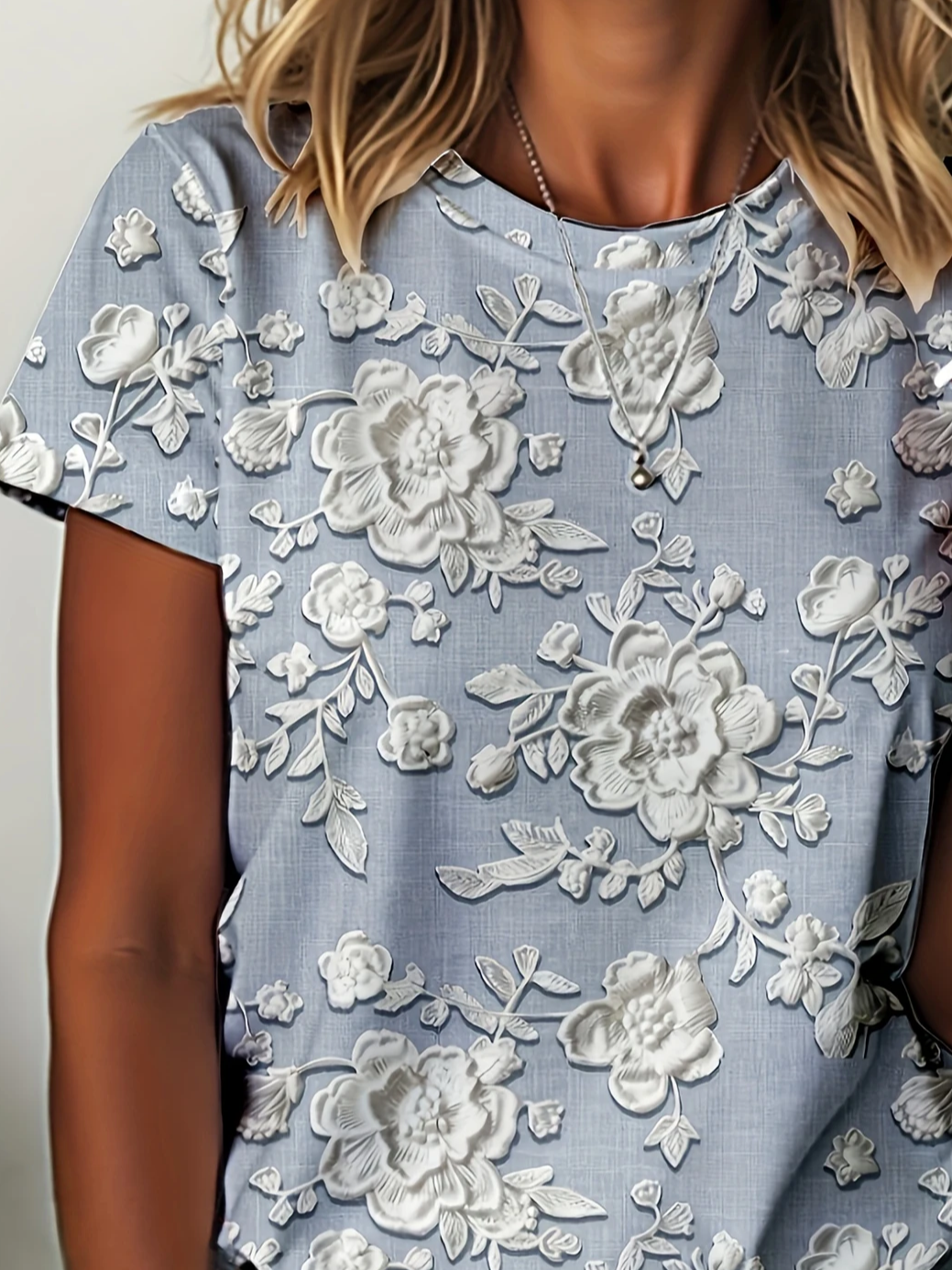 Damen Geblümt Kurzarm T-Shirts T-Shirt Rundhals Print Lässig Sommer T-Shirt mit Grafik Oberteile
