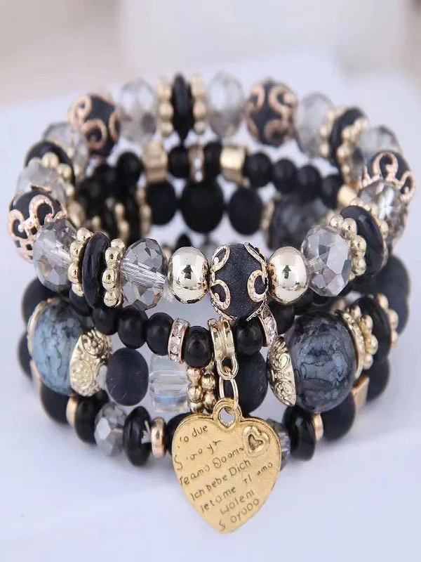 meistverkauft Bohemien Legierung Liebe Pendant mehrschichtig Elastisch Seil Perlen Armband