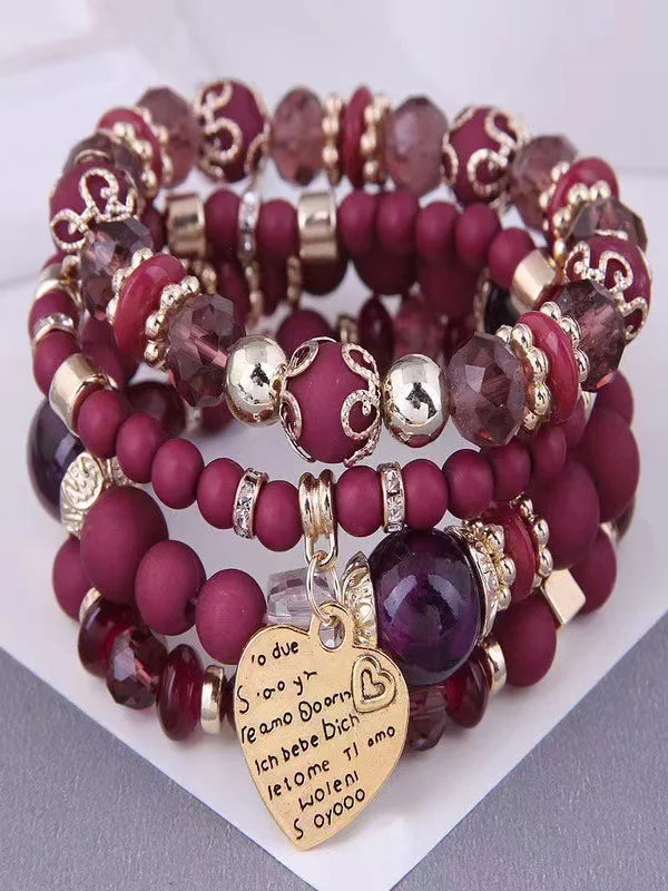 meistverkauft Bohemien Legierung Liebe Pendant mehrschichtig Elastisch Seil Perlen Armband