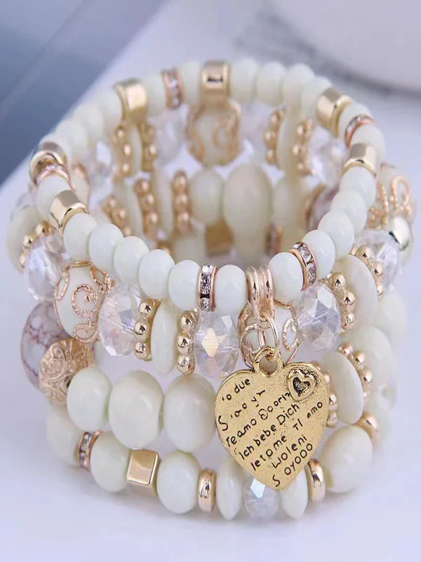 meistverkauft Bohemien Legierung Liebe Pendant mehrschichtig Elastisch Seil Perlen Armband