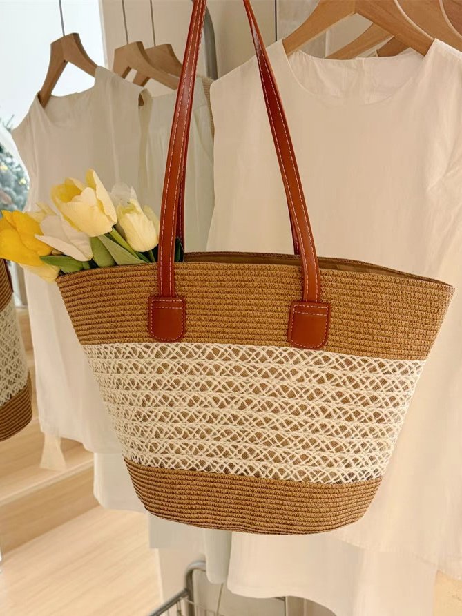Neu Stroh Tasche Damen Sommer Handtasche Strand Handtasche GROSSE KAPAZITÄT Gewebe Umhängetasche hochwertig Eimer Tasche