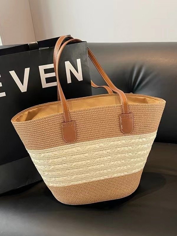 Neu Stroh Tasche Damen Sommer Handtasche Strand Handtasche GROSSE KAPAZITÄT Gewebe Umhängetasche hochwertig Eimer Tasche