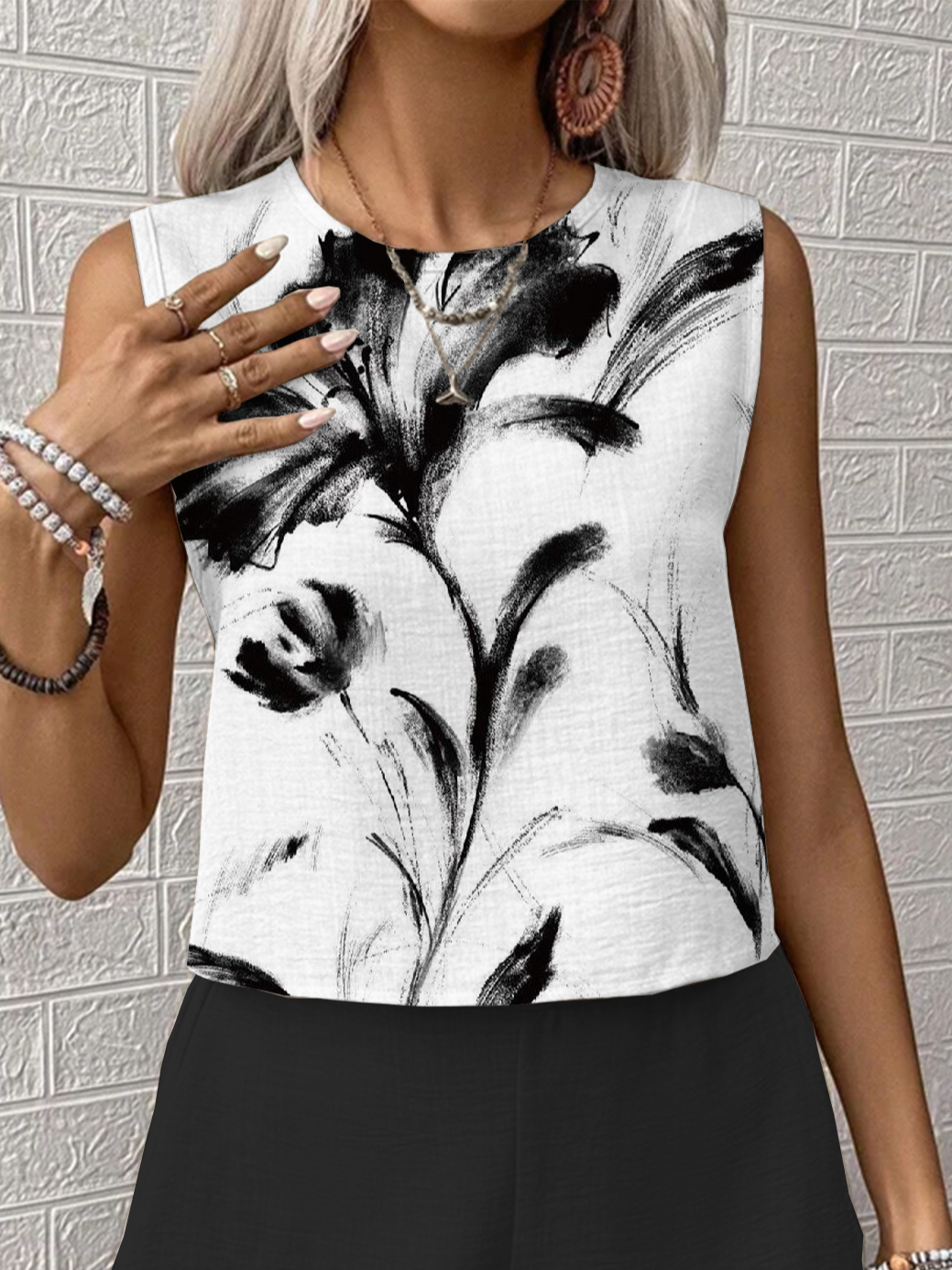 Damen Geblümt Print Zweiteiliges Set Täglich Ärmellos Lässig Sommer Mehrteiliges Set Matching Set