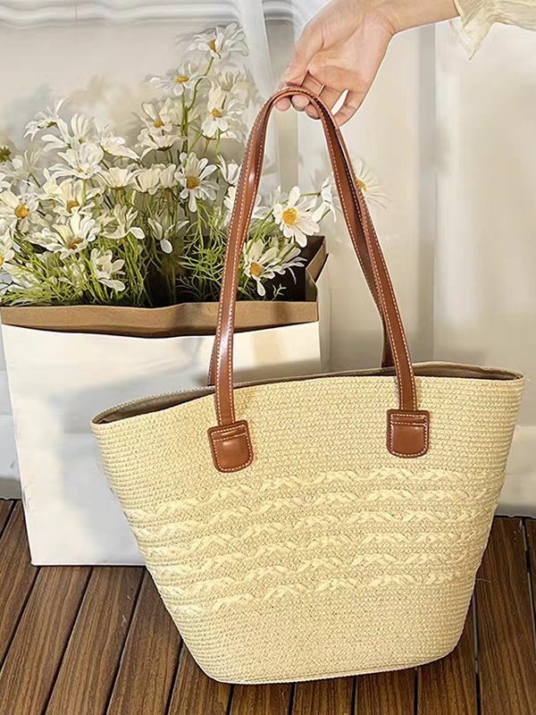 Neu Stroh Tasche Damen Sommer Handtasche Strand Handtasche GROSSE KAPAZITÄT Gewebe Umhängetasche hochwertig Eimer Tasche