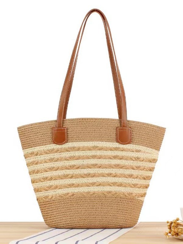 Neu Stroh Tasche Damen Sommer Handtasche Strand Handtasche GROSSE KAPAZITÄT Gewebe Umhängetasche hochwertig Eimer Tasche