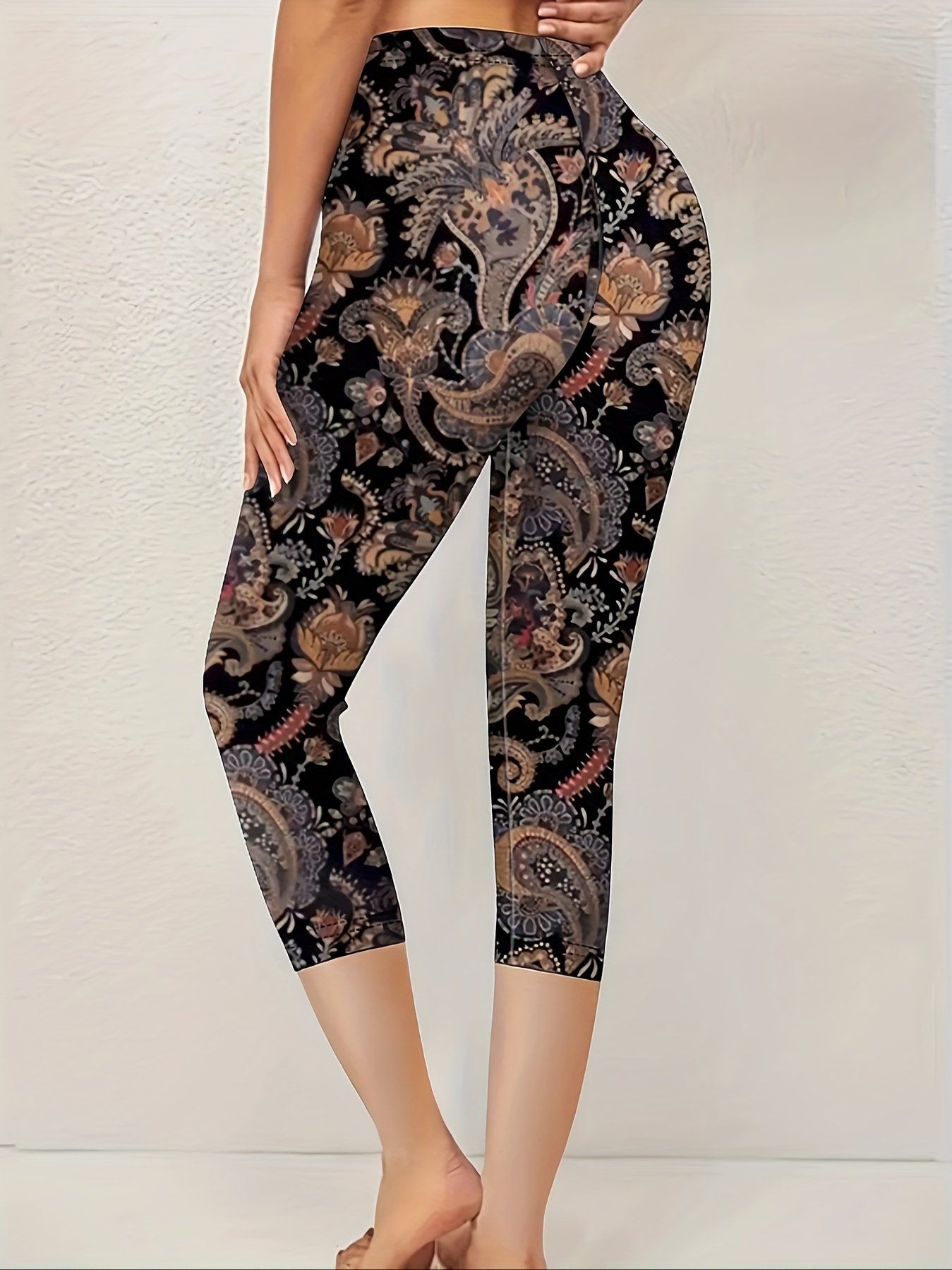 Damen Geblümt Caprihosen Elastische Taille Hose Lässig Sommer Hose