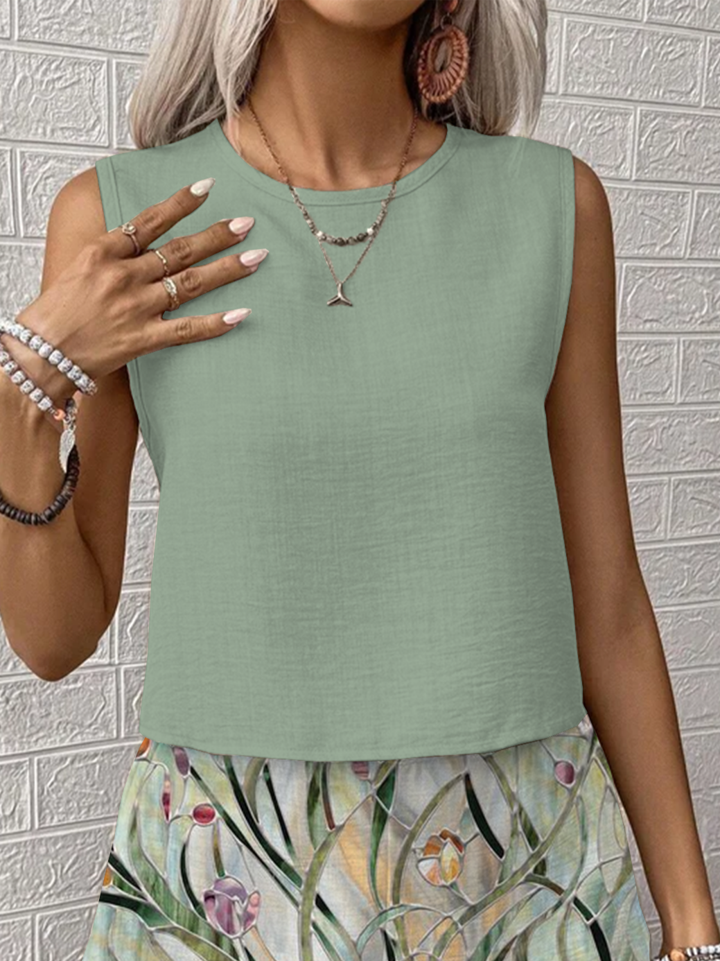 Damen Geblümt Print Zweiteiliges Set Täglich Ärmellos Lässig Sommer Mehrteiliges Set Matching Set