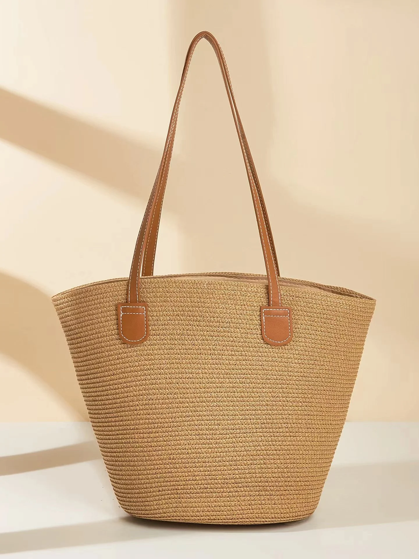 Neu Stroh Tasche Damen Sommer Handtasche Strand Handtasche GROSSE KAPAZITÄT Gewebe Umhängetasche hochwertig Eimer Tasche