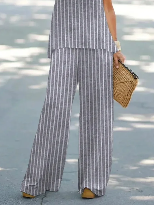 Damen Gestreift Print Zweiteiliges Set Täglich Ärmellos Lässig Sommer Mehrteiliges Set Matching Set