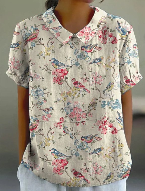 Damen Geometrisch Kurzarm T-Shirts T-Shirt Stehkragen Print Lässig Sommer Oberteile