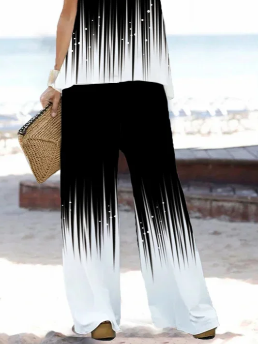 Damen Abstrakt Print Zweiteiliges Set Täglich Ärmellos Lässig Sommer Mehrteiliges Set Matching Set