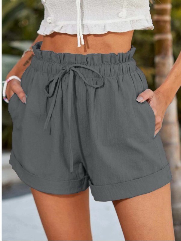 Damen Unifarben Shorts Gerade Hosen Lässig Sommer Shorts