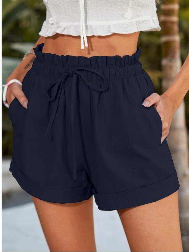 Damen Unifarben Shorts Gerade Hosen Lässig Sommer Shorts