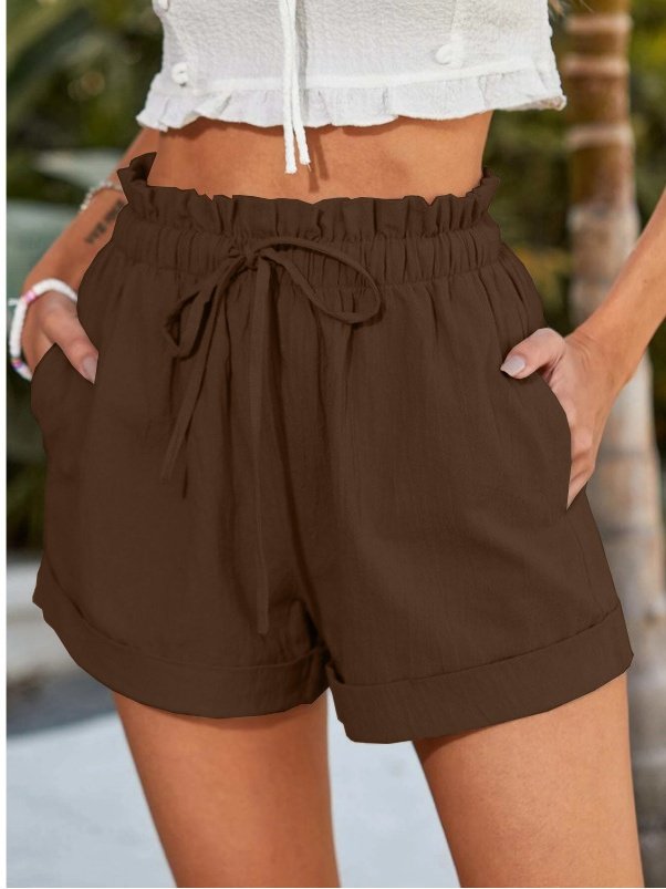 Damen Unifarben Shorts Gerade Hosen Lässig Sommer Shorts