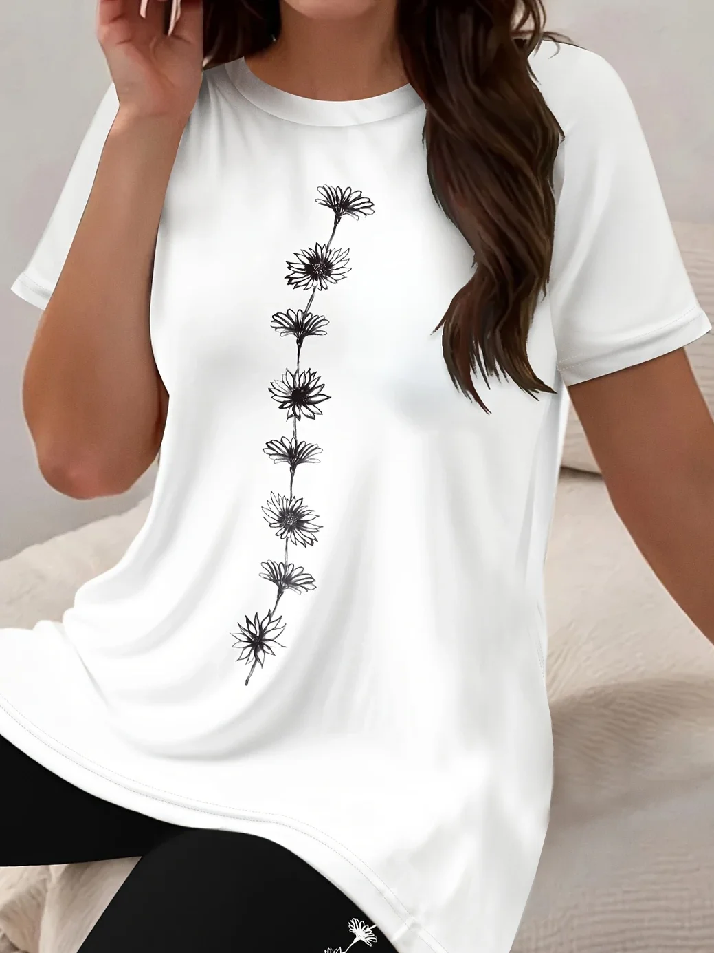 Damen Geblümt Print Zweiteiliges Set Täglich Kurzarm Lässig Sommer Bluse mit Hose Matching Set