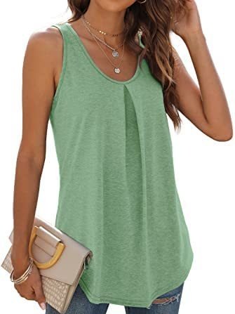Damen Ärmellos Tanktop Oberteile Leibchen Sommer Unifarben Gerüscht Rundhals Täglich Sport Oberteile
