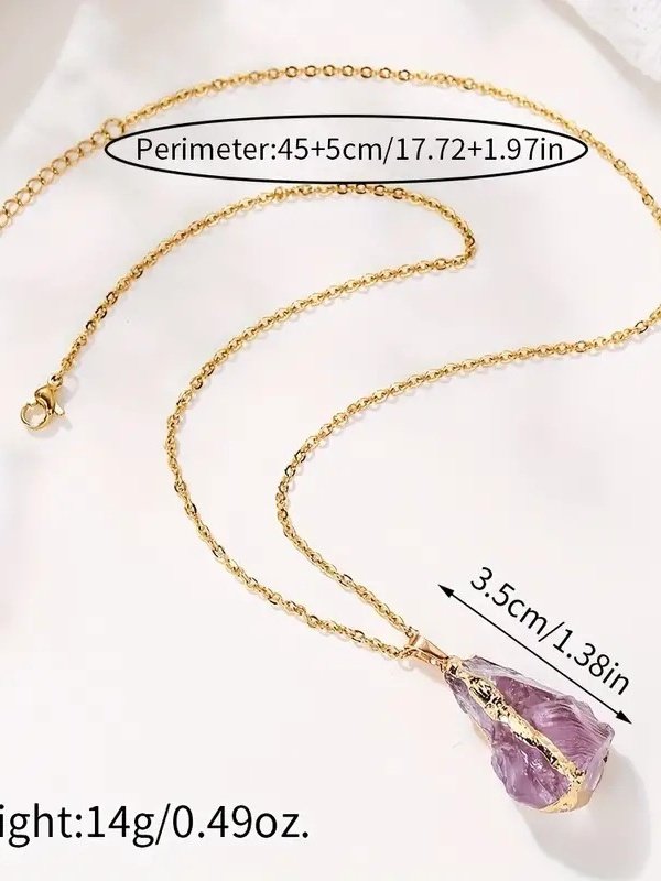 Naturstein Irregulär roh Stein Kristall Galvanisieren Vergoldet Pendant Rosa Quarz Citrin DIY Schmuck Halskette