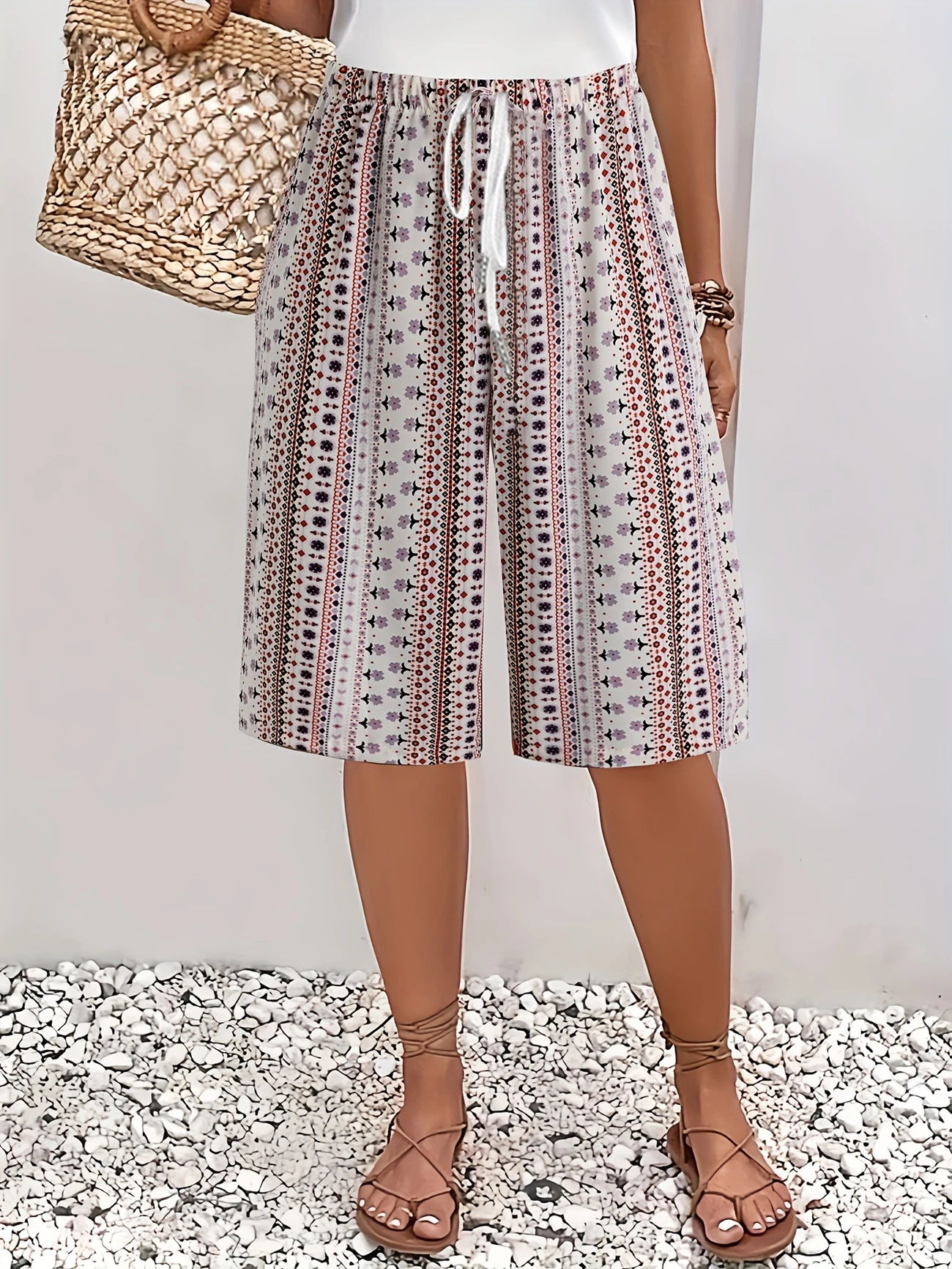 Damen Geblümt Fünfte Hose Hose Lässig Sommer Hose