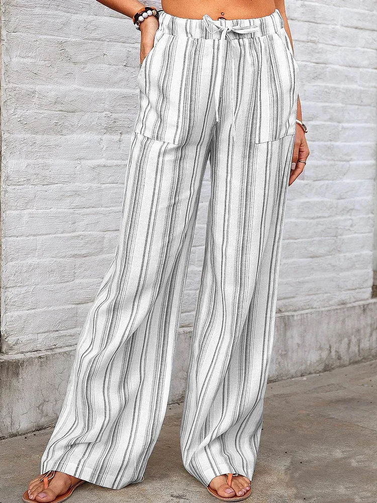 Damen Gestreift Lang Tunnelzug Hose Lässig Frühling/Herbst Hose