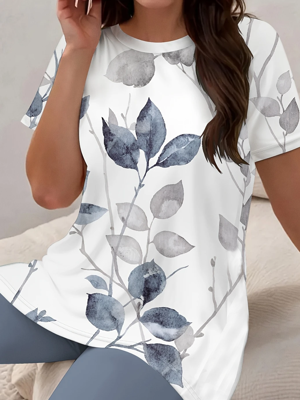 Damen Geblümt Print Zweiteiliges Set Täglich Kurzarm Lässig Sommer Bluse mit Hose Matching Set
